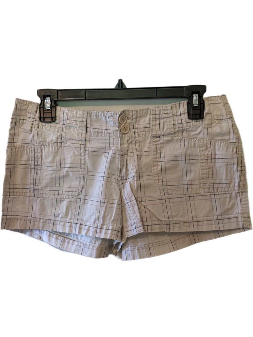 Vintage Y2K Bongo Beige Plaid Cargo Utility Shorts Low Rise Skater Casual Sz 5